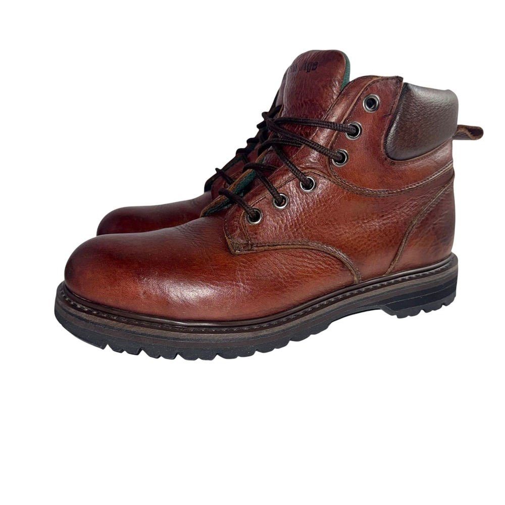 VTG Iron Age Work Boots Mens 12M Brown Good Steel Toe Leather EH Rated Stock 756